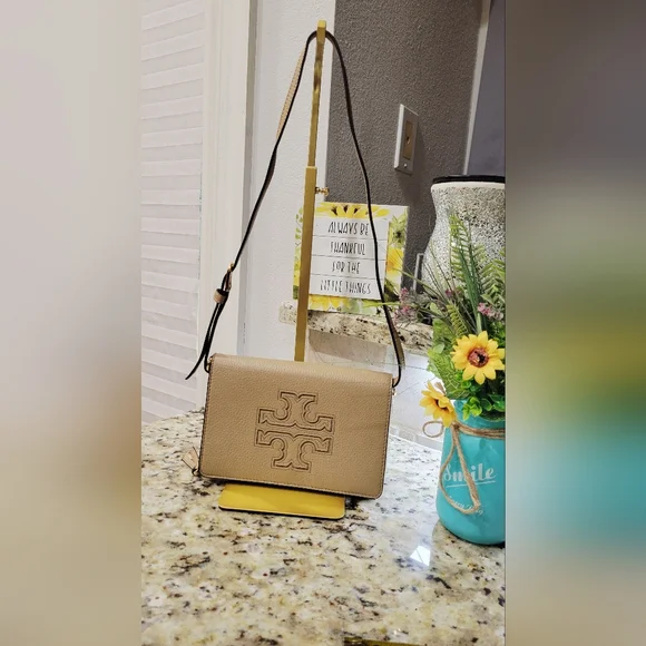 Tory Burch Light Brown Harper Flap Crossbody Bag - Picture 3 of 9